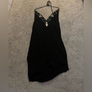 Black Beaded Halter Dress